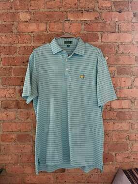 Masters Exclusive Designed by Peter Millar Light Blue Striped Golf Polo